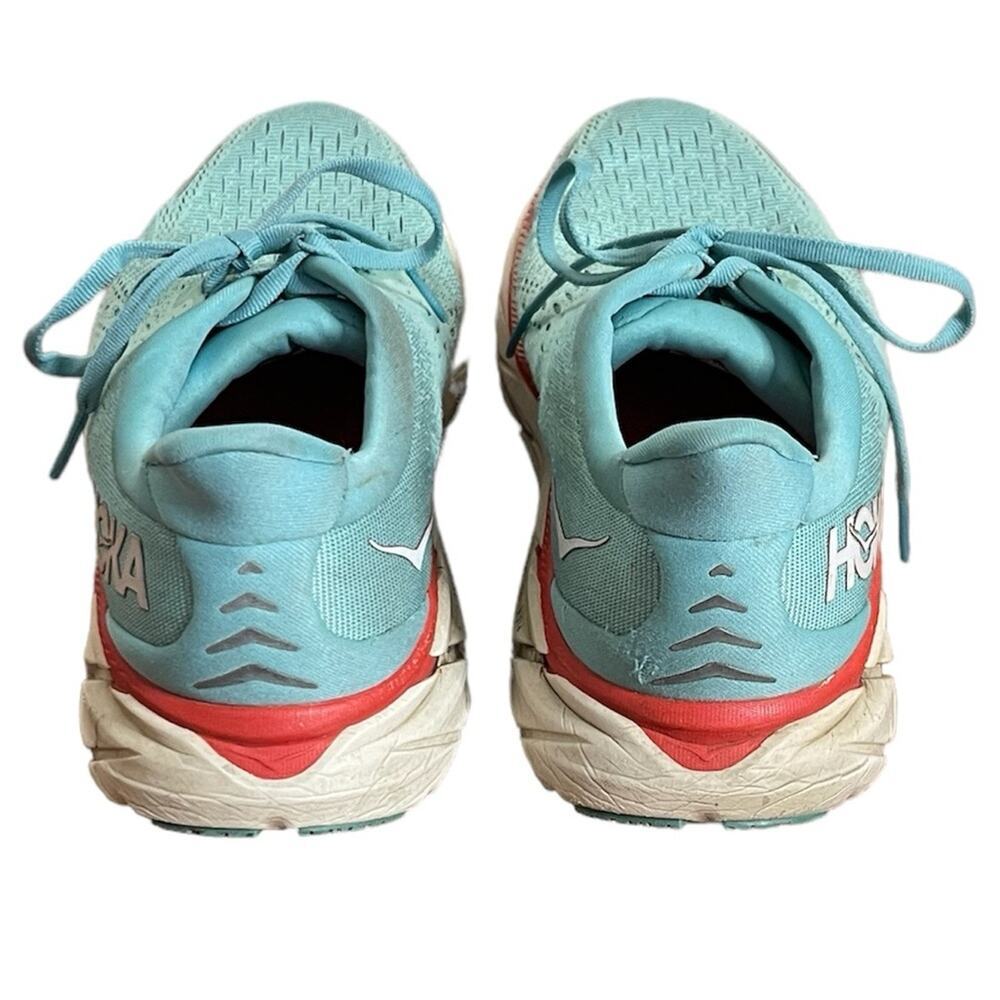 HOKA One One Clifton 8 Running Sneaker Aqua Blue Red Size 9.5 - Picture 4 of 7